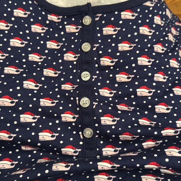 Vineyard Vines blue and white Santa hat whale print women pjs size XS - Picture 6 of 6